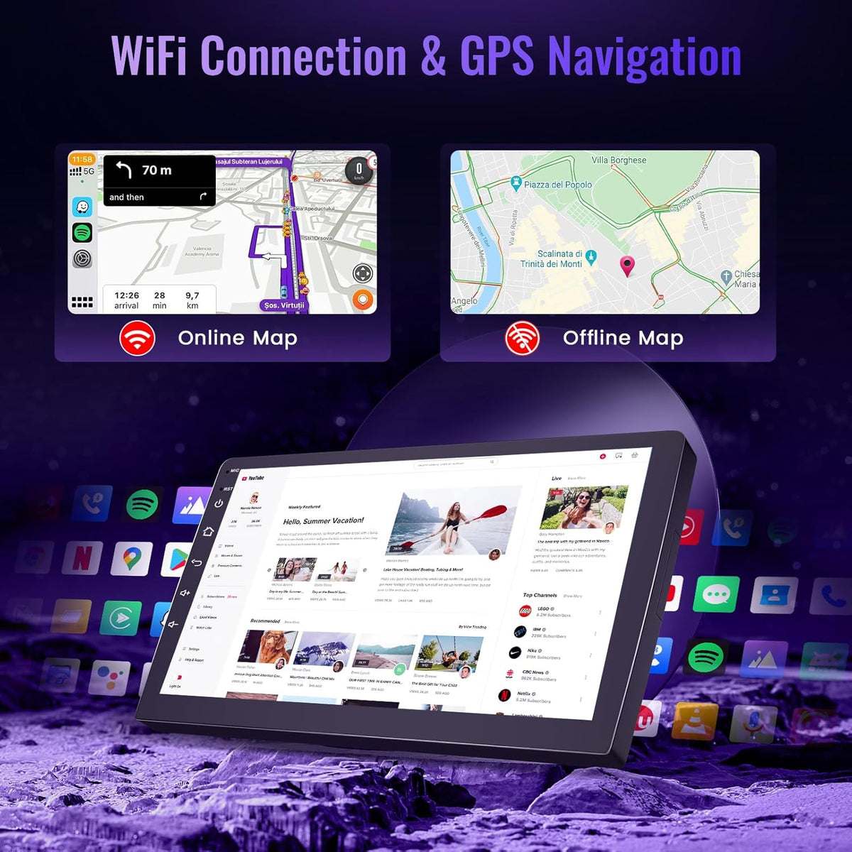 Wireless Carplay Car Stereo for Toyota Prius 2010-2015 with JBL with 9-Inch Touchscreen, [Qualcomm 8-core 4+64GB] Upriding Android 13 Car Radio Android Auto BT5.1/DSP/Hi-Res Audio/WiFi/SWC/GPS/OTA