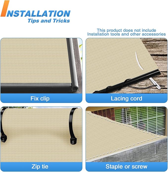 TANG Sun Shade Fabric Roll 8'x143' Shade Cloth for Garden Beige HDPE Mesh Shading Pergola Cover Replacement Canopy, 95% Blockage Sunshades for Outdoor Patio Backyard Plant