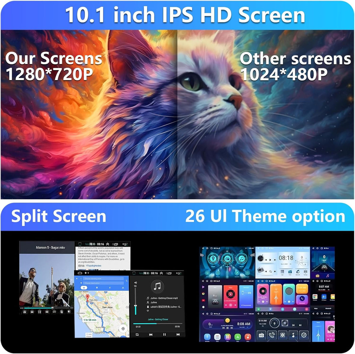 4G+64G Android 13 Car Radio for Honda Civic 2006-2011 with Wireless Carplay Android Auto GPS Navigation 10.1 Inch IPS Touch Screen Head Unit, Support Steering Wheel Control, Mirrorlink, Backup Camera