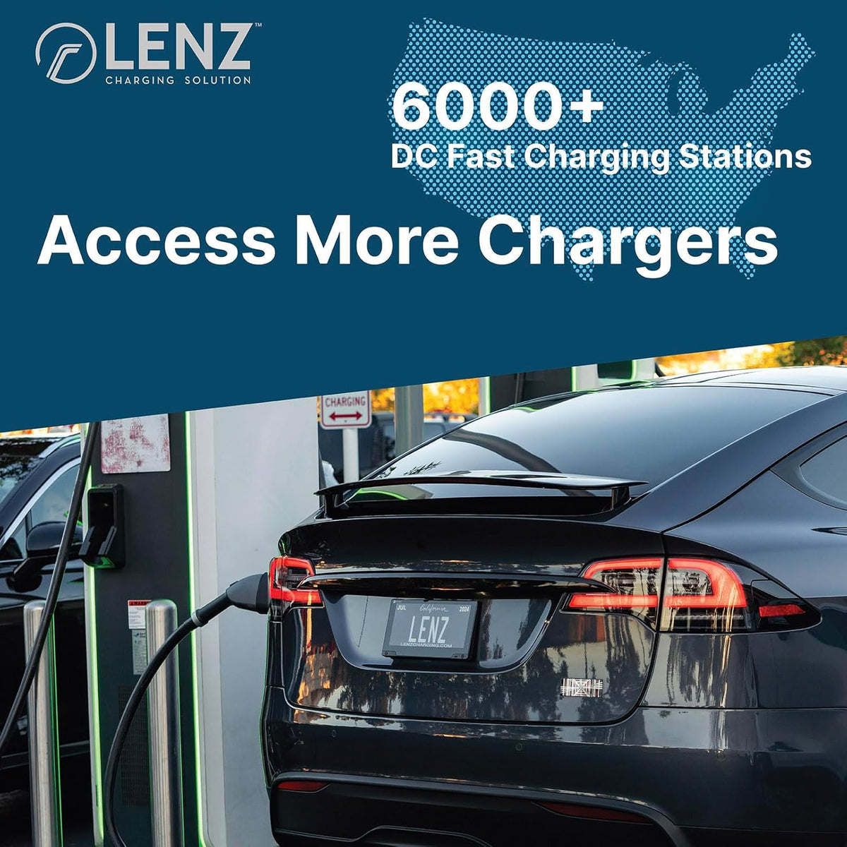 LENZ CCS1 to Tesla EV Charging Adapter – for 2021+ Tesla Models ONLY (Not for Cybertruck) – Connect to Public DC Level 3 Fast Chargers Up to 250 kW