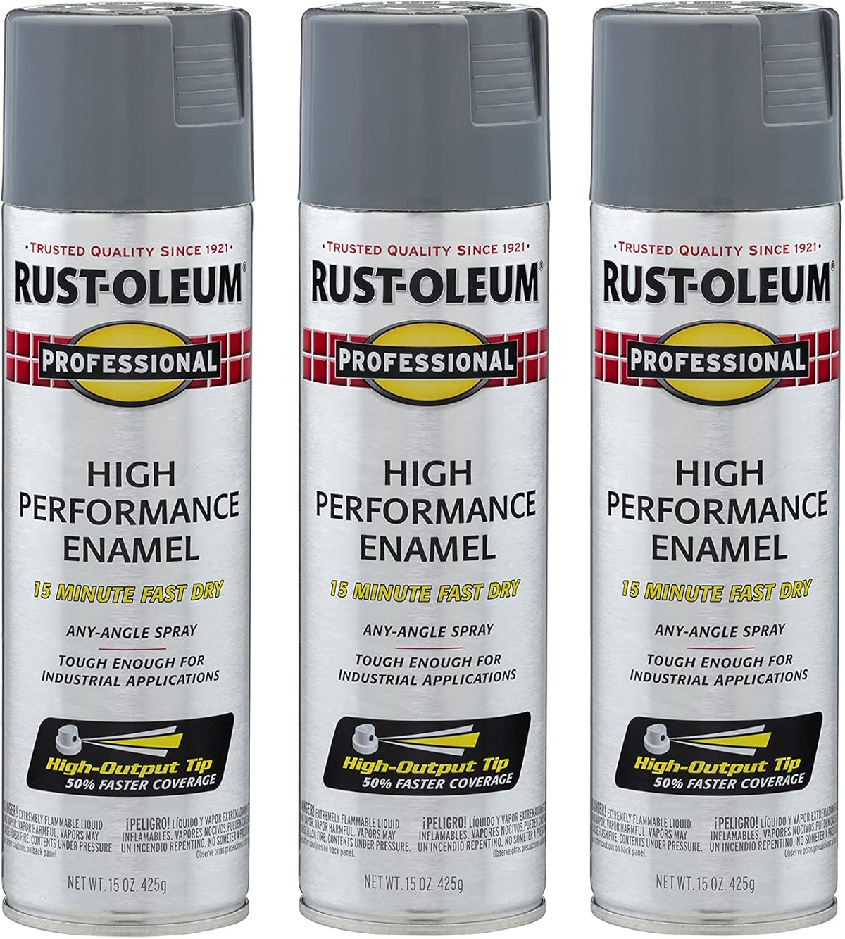 Rust-Oleum 7587838-3PK Professional High Performance Enamel Spray Paint, 15 Oz, Gloss Dark Machine Gray, 3 Pack