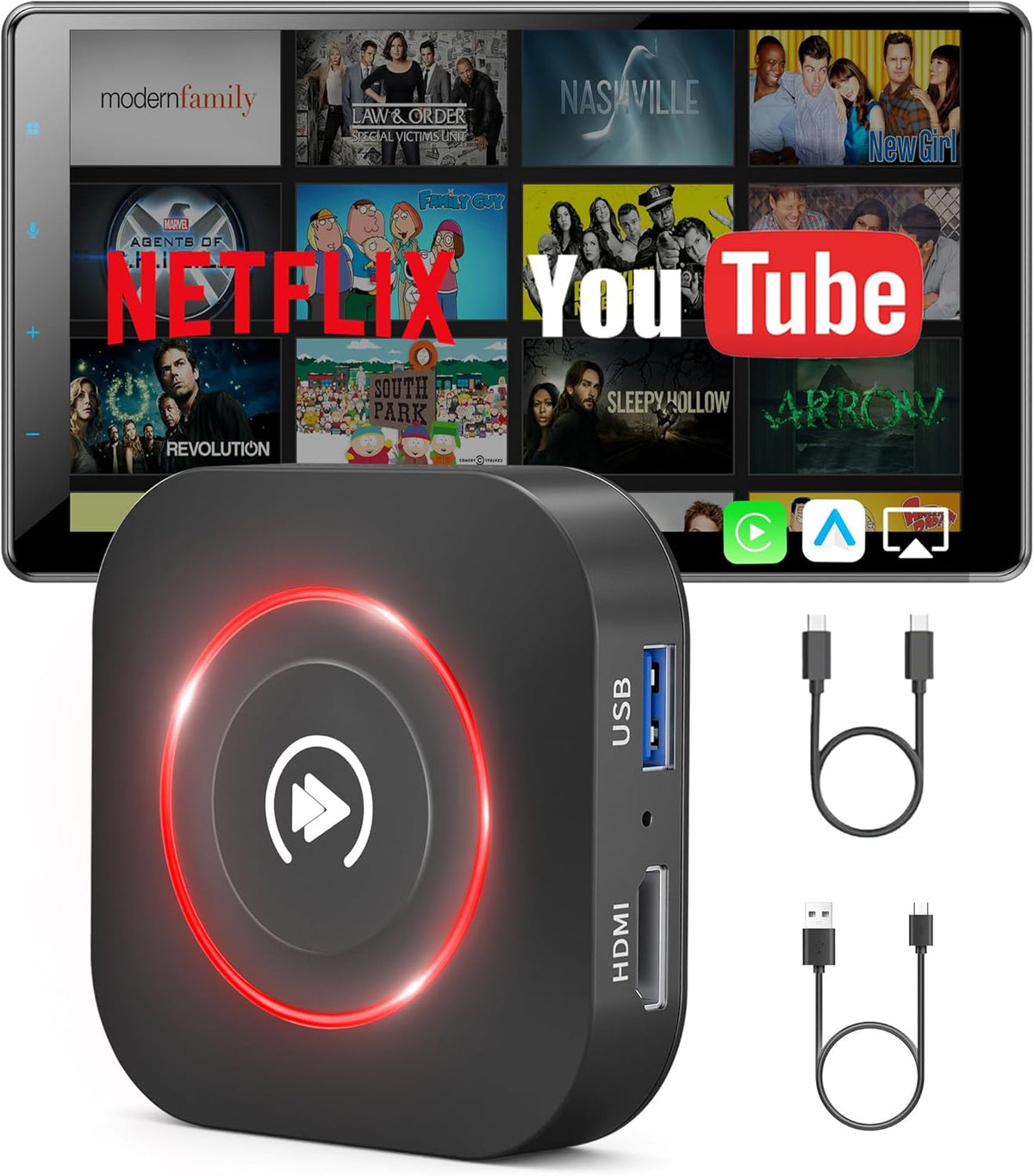 Wireless CarPlay Adapter, 2025 Upgraded Magic Box 2.0 Supports YouTube Hulu TikTok Disney+ and More, Android Auto Wireless Adapter Plug and Play Easy Setup for Cars with OEM Wired CarPlay