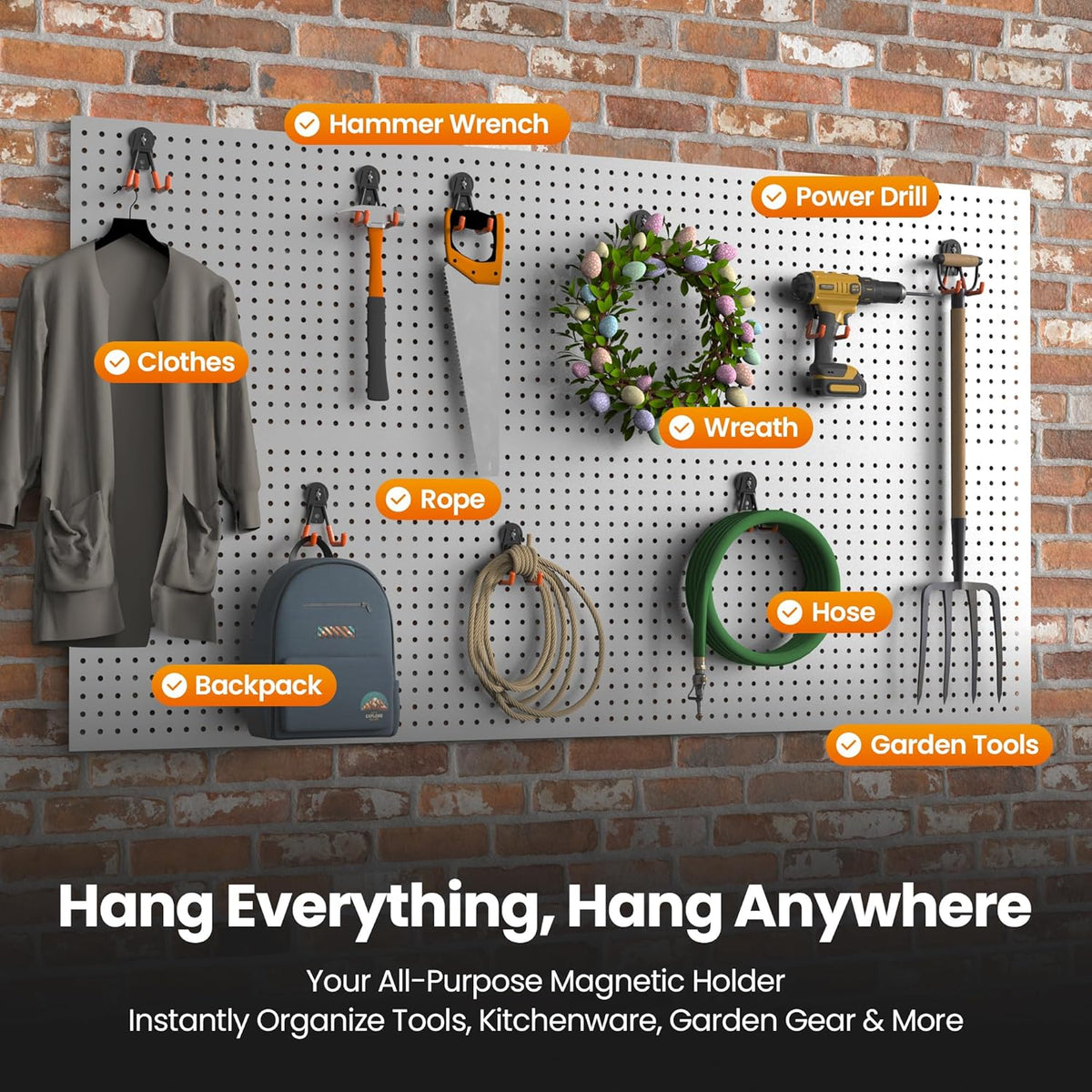 8 Pack Large Heavy Duty Magnetic Hook Extra Strong Magnetic Garage Hooks Big NdFeB Industrial Magnet Hooks Magnetic Utility Storage Holder Organization with Anti-Slip Coating for Hanging Garden Tool