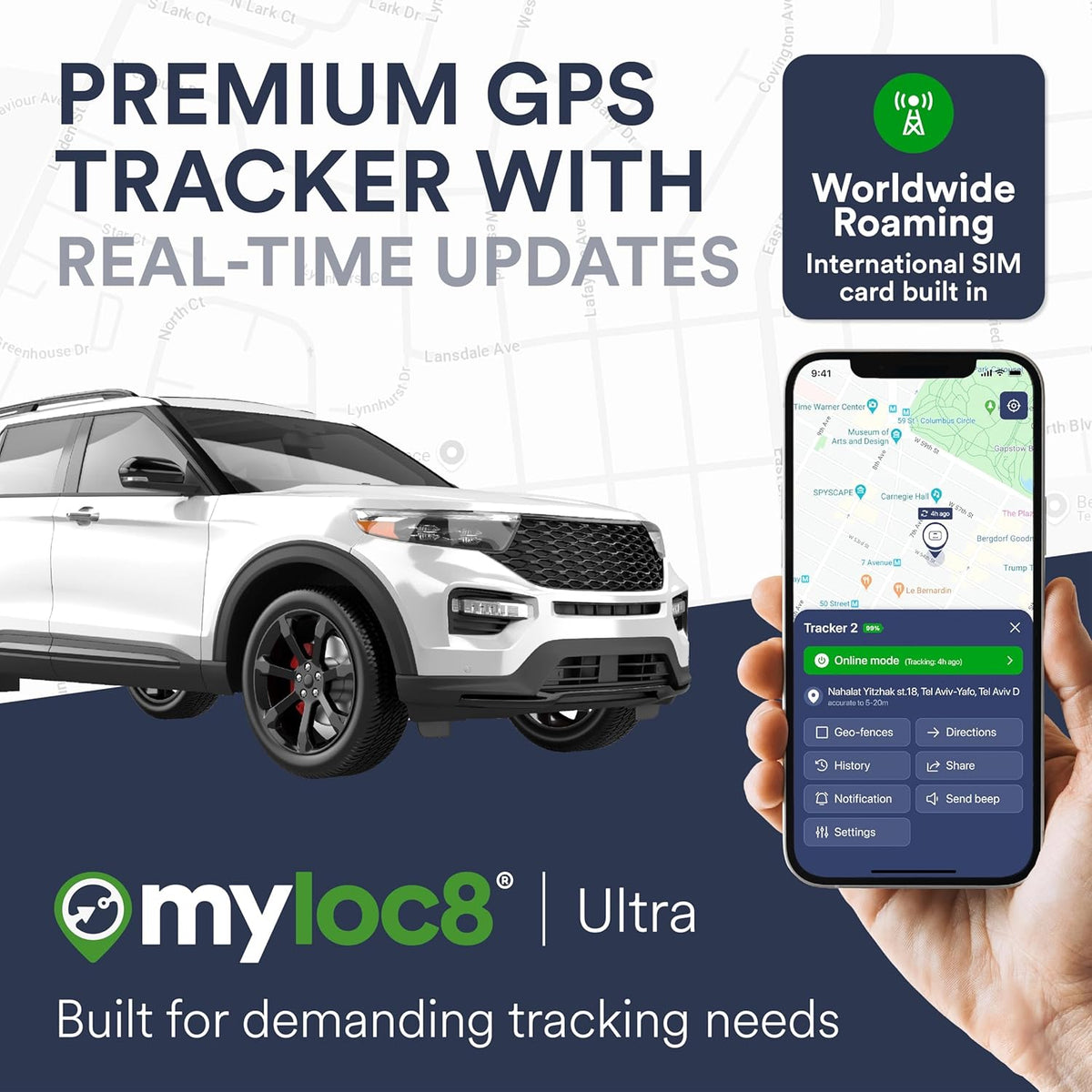 Ultra GPS Tracker for Vehicles – Rugged Waterproof GPS Locator for Cars, Trucks, Hidden Tracking Device, 4G LTE, Real-Time Updates, Long Battery Life (1 Year Subscription incl.)