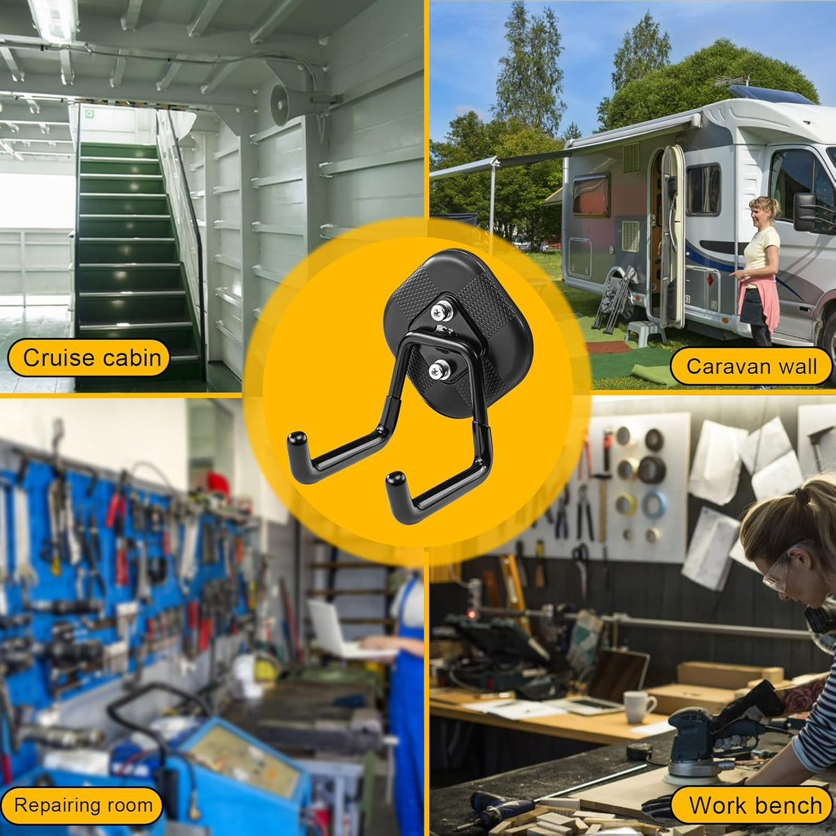 2 Pack Strong Gator Magnetic Hooks Heavy Duty for Hanging, Large Magnet Garage Utility Tool Accessories Organizer Holder with Anti Slip Rubber Coating for Cruise,RV,Workshop and Outdoor Storage