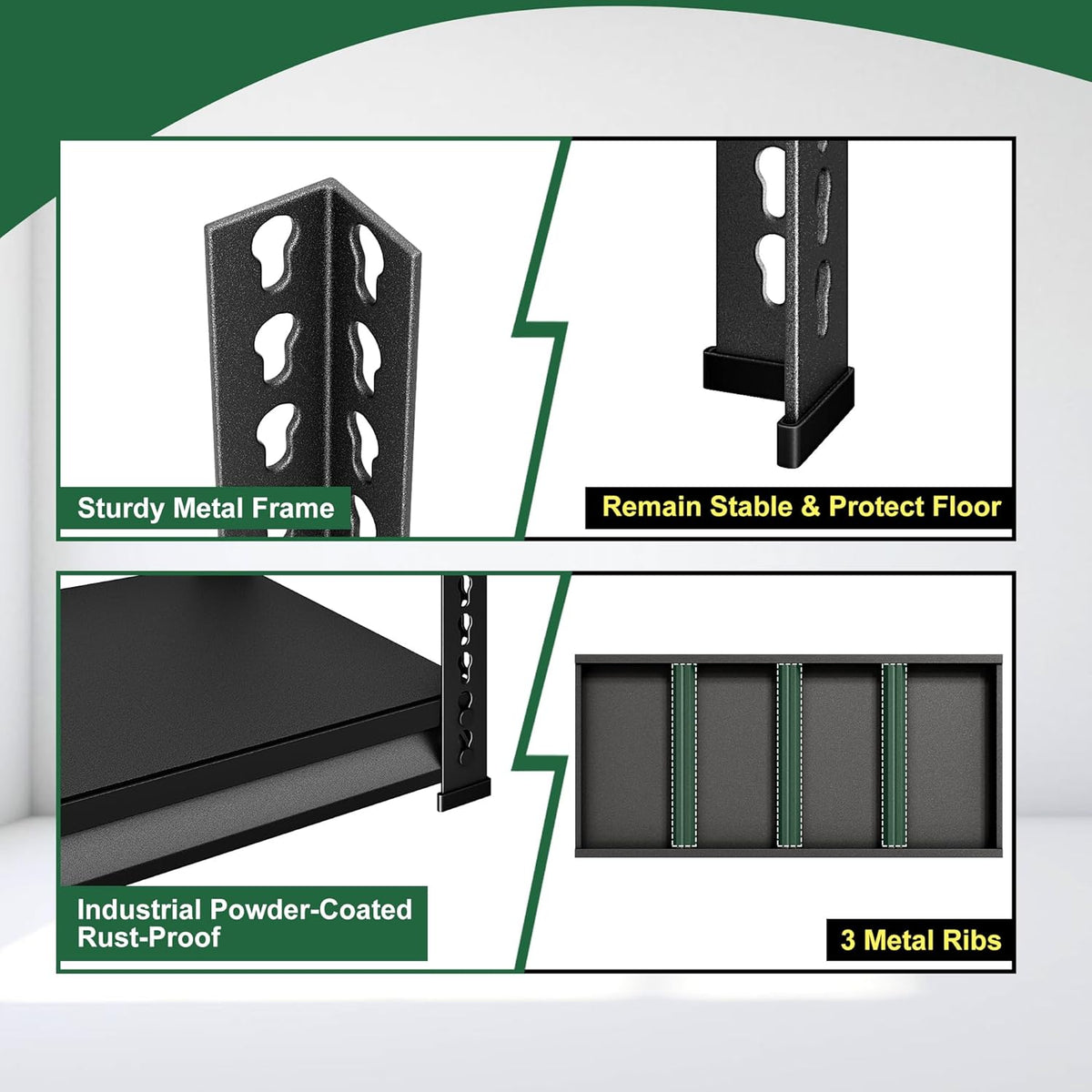 Garage Shelving Heavy Duty 880LBS Loads, 40" W Adjustable Garage Storage Shelves, 2-Tier Metal Shelving Units and Storage, Industrial Utility Shelf, 40" Wx16 Dx36 H,Black