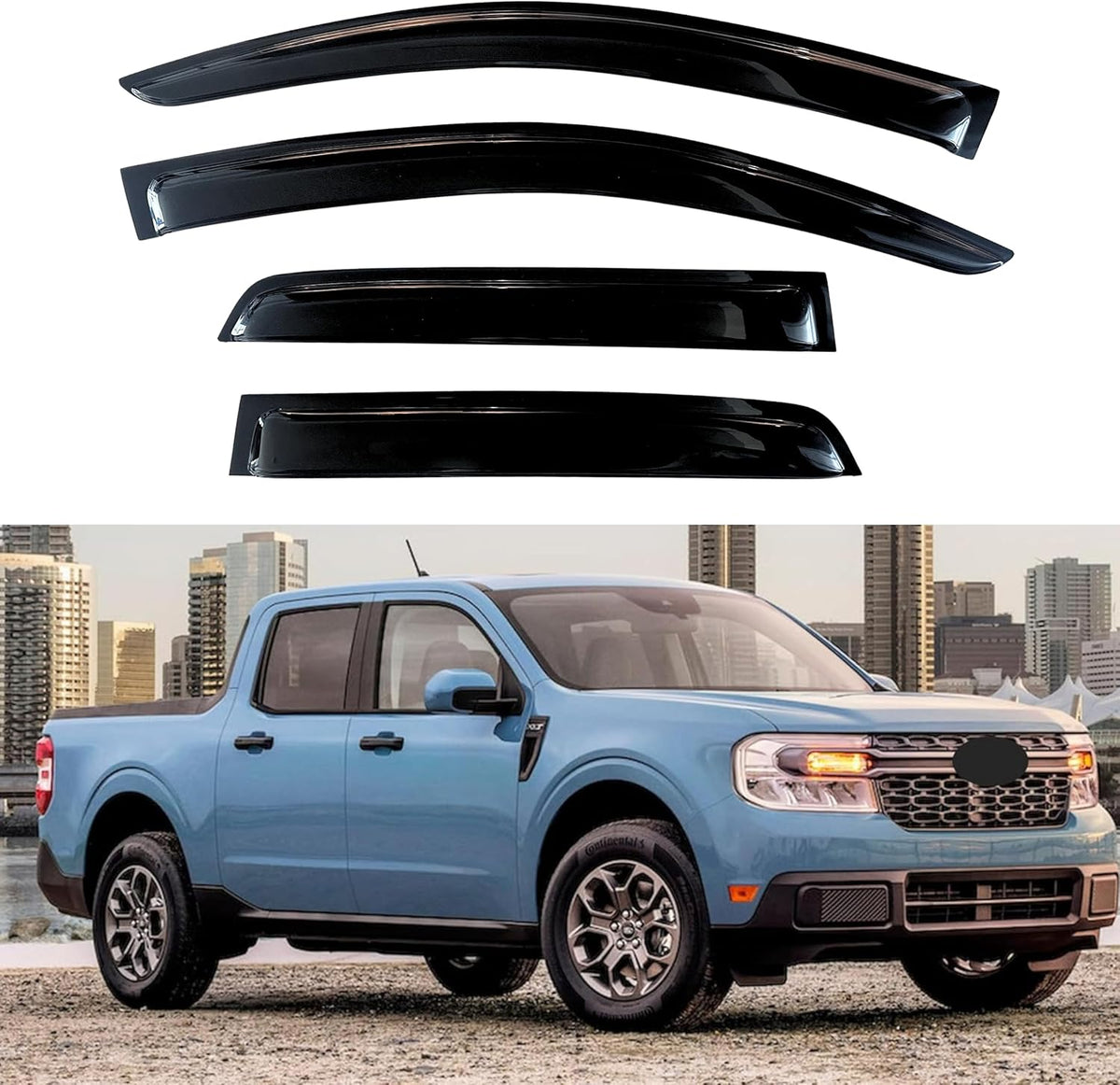 KPY Window Visor Compatible with Ford Maverick XL XLT Lariat 2022-2025, 4PC Rain Guard Side Window Vent Deflectors Tape-On Style, 2022 2023 2024 2025