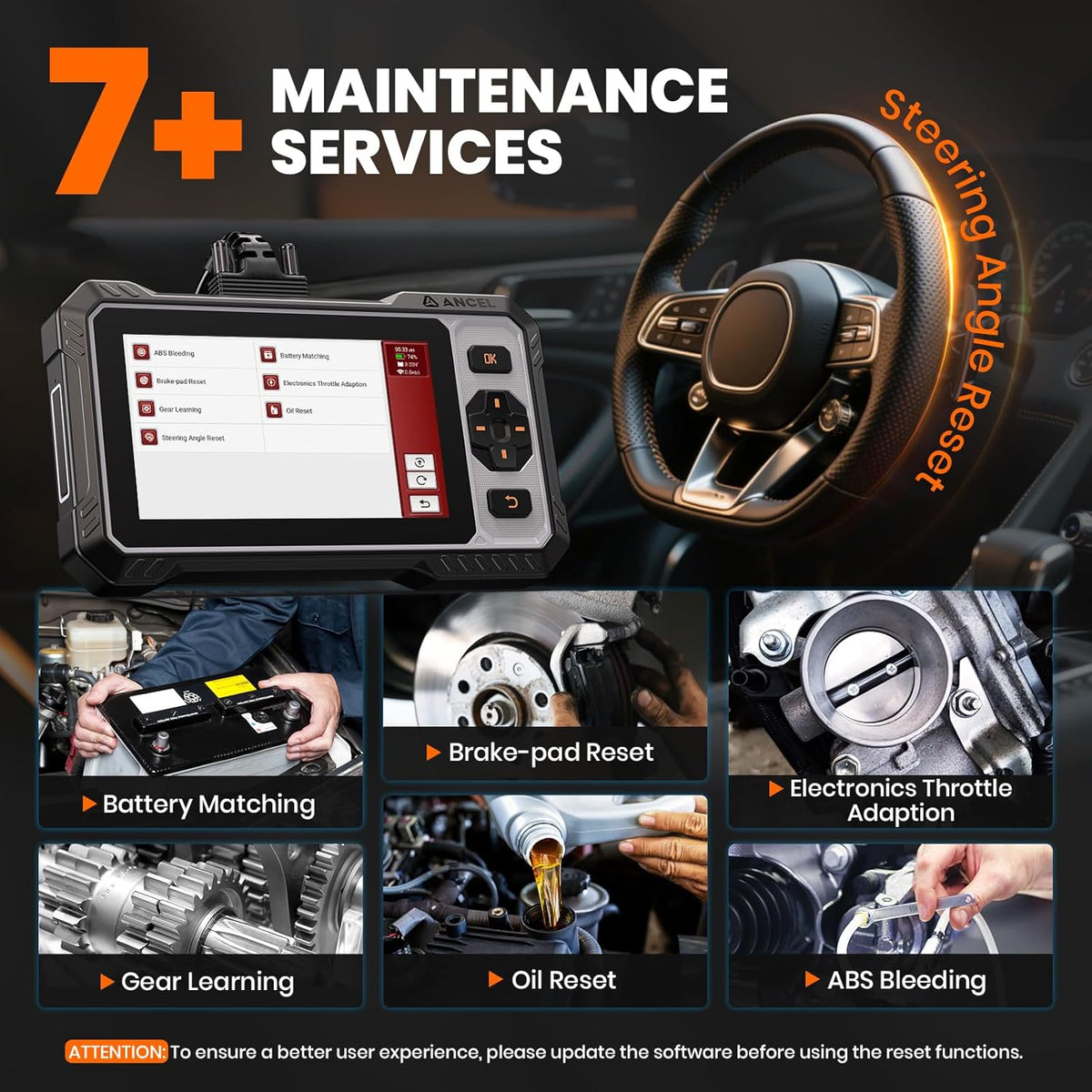 ANCEL OBD2 Scanner FX6000 Elite Bidirectional Scan Tool for ABS/SRS/Transmission/Enigne,7 Reset,Car Scanner with Active Test,Oil/Brake/SAS/Throttle/BMS Reset/ABS Bleeding/Gear Learning,FCA Support