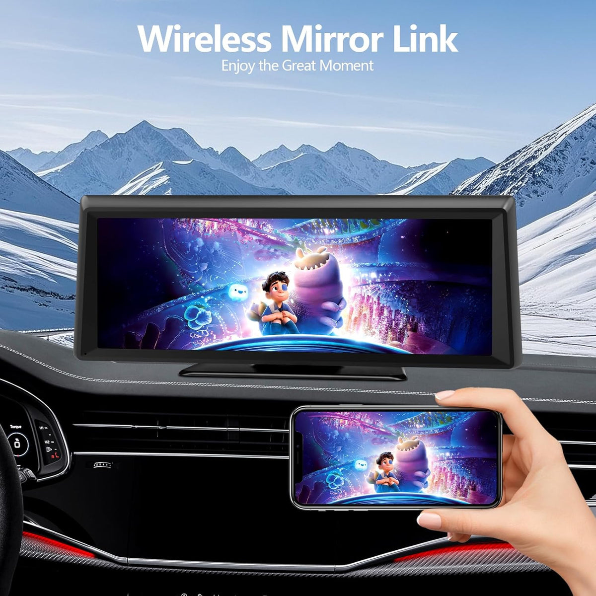 Wireless Carplay Screen for Car 2K Dash Cam, 8.1" HD Portable Car Stereo with Carplay & Android Auto, 1080P Backup Camera, Mirror Link/Bluetooth/GPS Navigation/Satellite Radio for All Vehicles