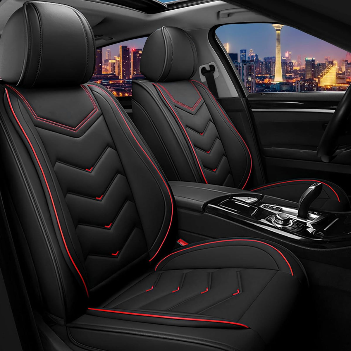 Car Seat Covers for Chrysler Pacifica 2004-2025, Stylish Sport Seat Cover, Premium Nappa Leather Car Seat Cover. Automobile Seat Covers Sets.(Standard 2 Seats/Black)