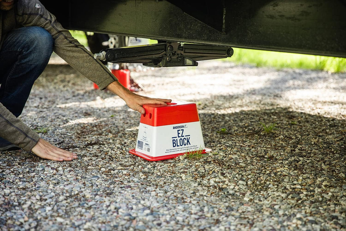 ANDERSEN HITCHES | RV Accessories | 4-Pack EZ Jack Blocks Leveling System | RV Stabilizer Stands | Heavy Duty Camper Level for RVs | 3621