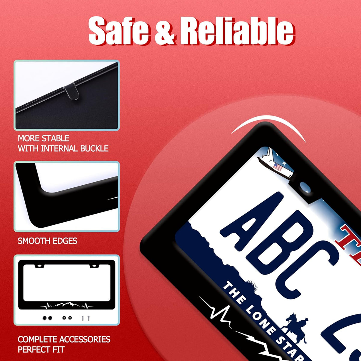 Mountains License Plate Frame Funny Mountain License Plate Holder Stainless Steel Accessories Cars Decor with 2 Holes and Screws Fits Standard Us Ca Vehicles License Plate Frames 12.2 X 6 Inch