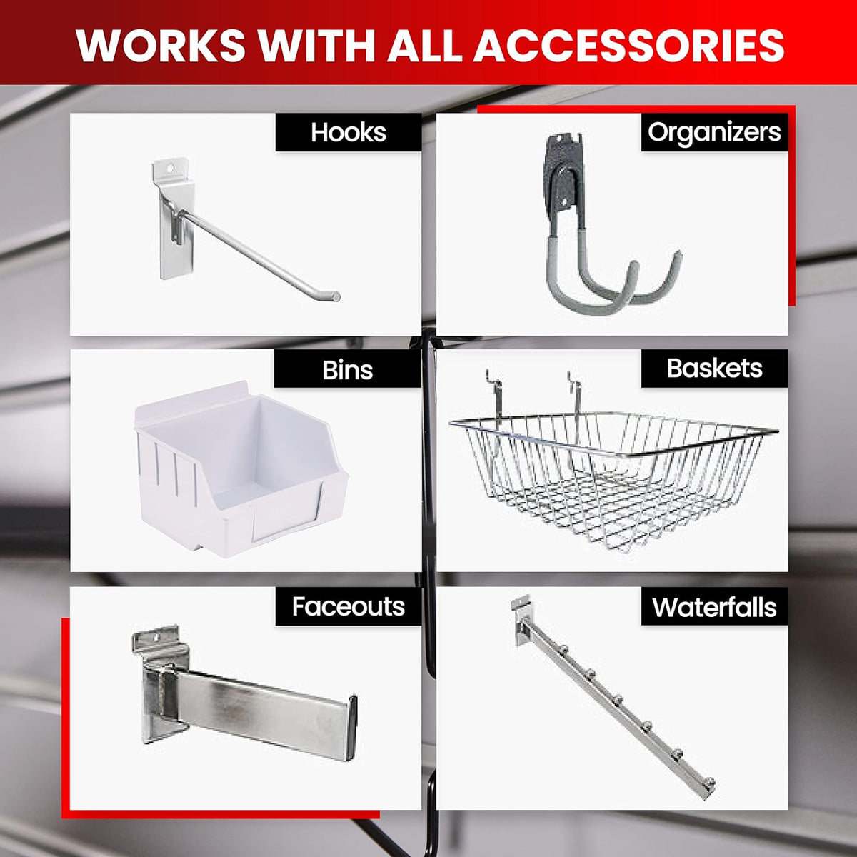 DLDIRECT Slatwall Panel Garage Wall Organizer: Heavy Duty Wall Mounted PVC Rack, Interlocking Slat Paneling for Garage Wall Storage, Slatwall Board, Slatwall Shelves System - 3 Color Samples