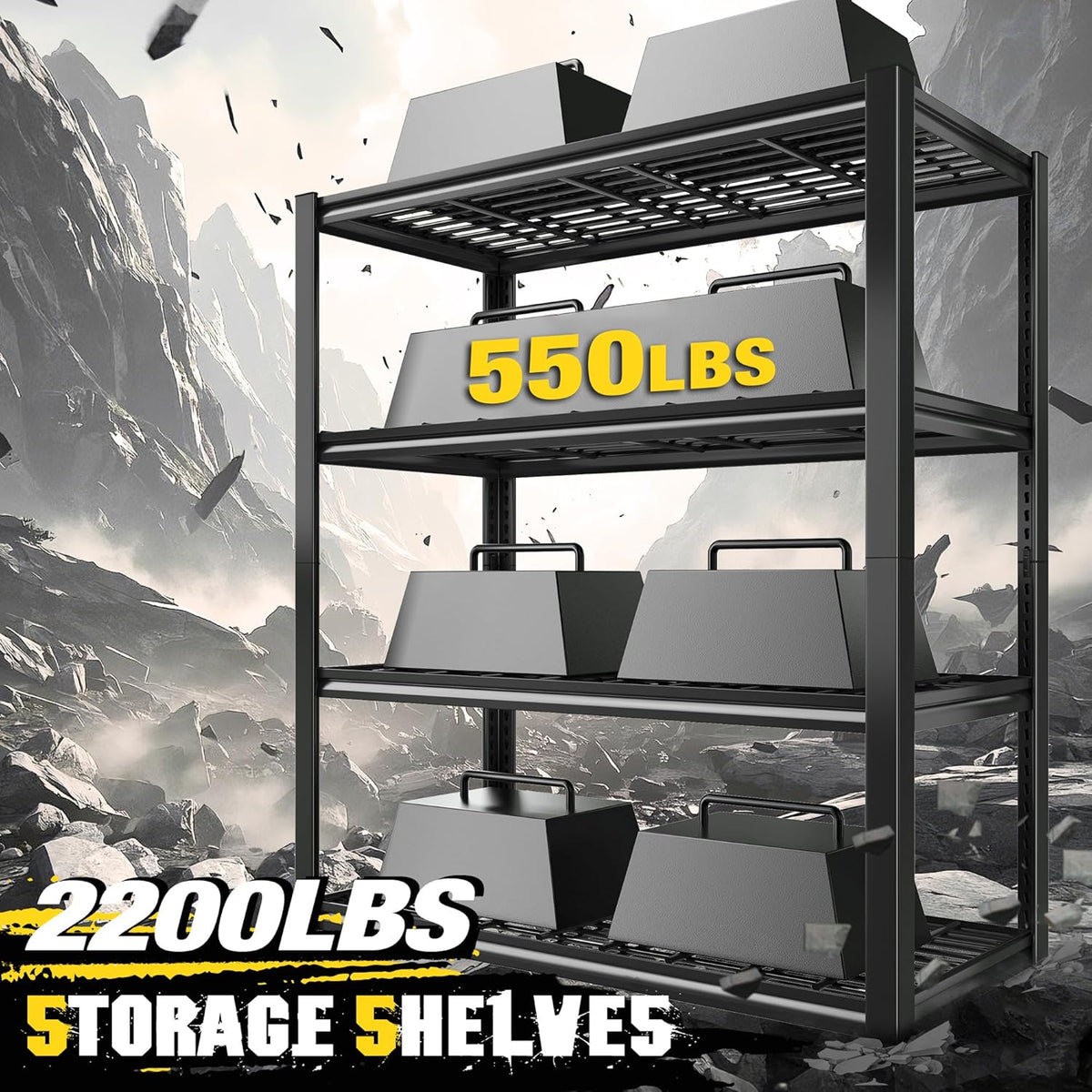 REIBII 40" W Storage Shelves 2200LBS Garage Shelving Heavy Duty Metal Shelving Adjustable Metal Shelves Industrial Shelf for Warehouse Basement Pantry Kitchen, 3 Pack