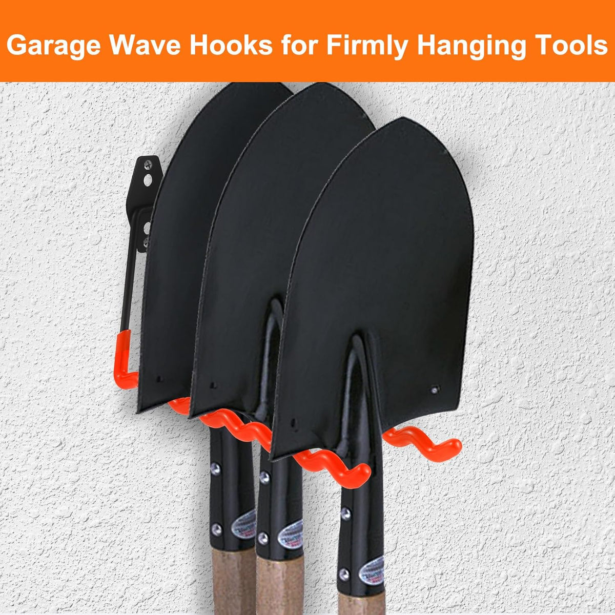 Wall Mounted Garage Hooks Tool Organizer, 14 Inch Garage Storage Hook Heavy Duty Utility Wall Hangers Orange for Ladders, Hose, Garden Tools, Set of 4