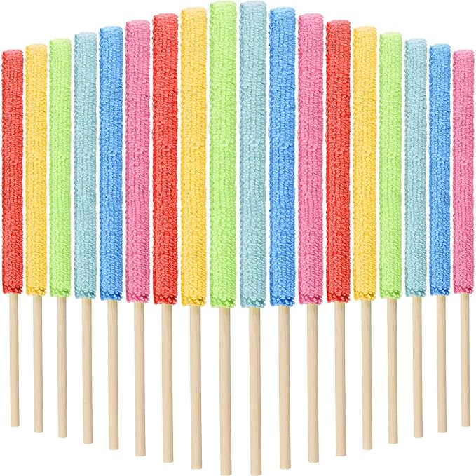 Honeydak 24 Pieces Microfiber Detail Duster Sticks Mini Duster Crevice Cleaning Tool Car Air Vent Cleaner Fan Cleaning Brush for Home Air Vent Window The Smallest Spaces