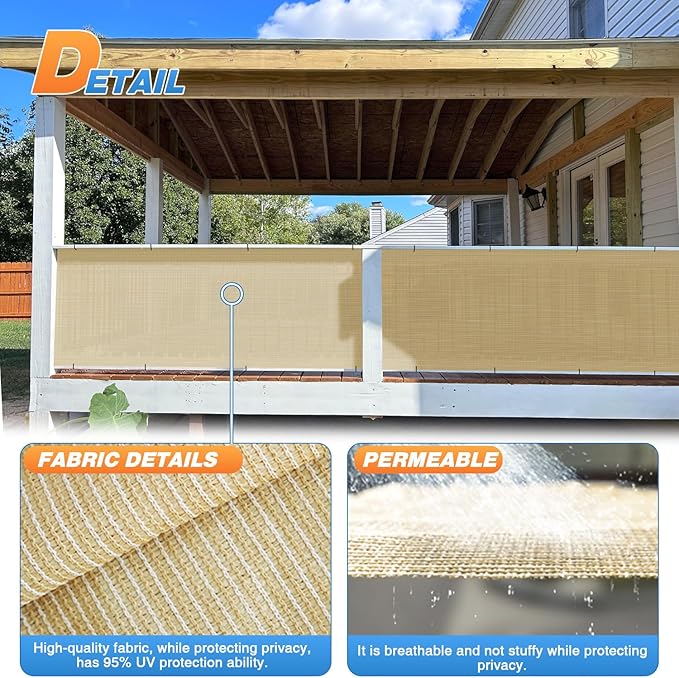 TANG Sun Shade Fabric Roll 8'x105' Shade Cloth for Garden Beige HDPE Mesh Shading Pergola Cover Replacement Canopy, 95% Blockage Sunshades for Outdoor Patio Backyard Plant