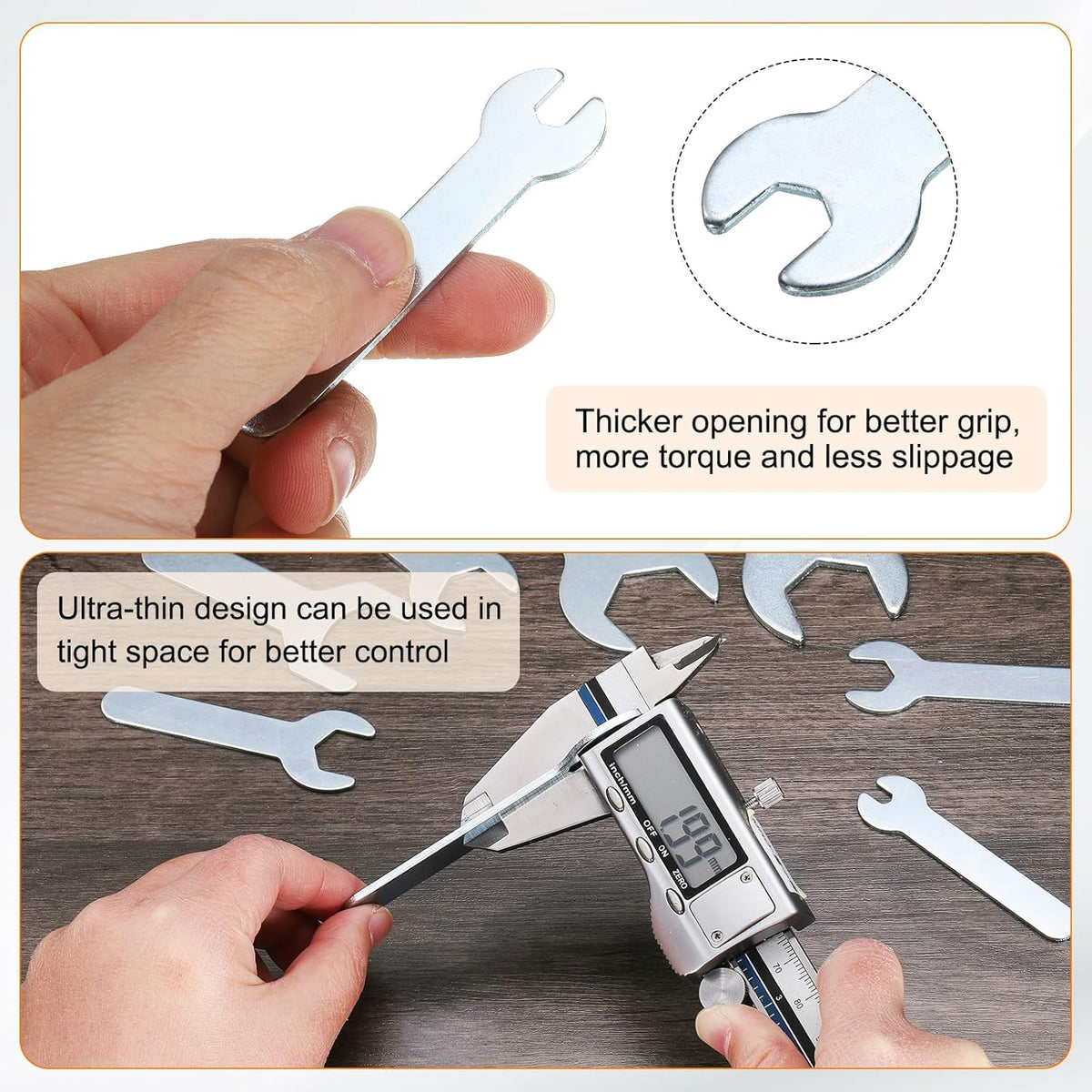 HARFINGTON 10pcs Small Wrench Open End Wrench 6x66x1.5mm Metric U-Shaped Single Open Ended Spanner Super Thin Small Flat Head Galvanizing Wrench for Automotive Repair Furniture Assembly