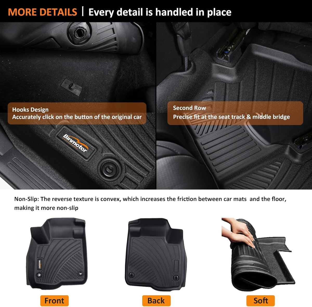 Binmotor-All Weather Floor Mats and Cargo Liner Set for 2024 2025 Mazda CX-90 & CX-90 PHEV（6 & 7 Seater with 2nd Row Bench Seat or Bucket Seat） Seatback Cargo Fit for 6 Seater, for CX90 Accessories