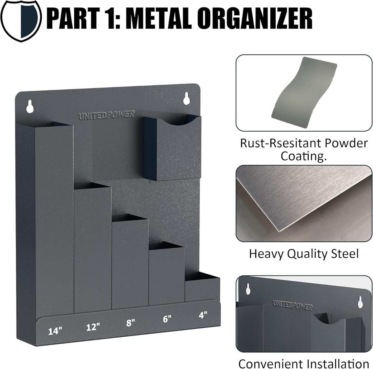 UNITEDPOWER Cable Tie Holder, Wall Mount Storage Rack Organizer for Workshop, Shed, Garage, Home, Fit Various Lengths Zip Tie