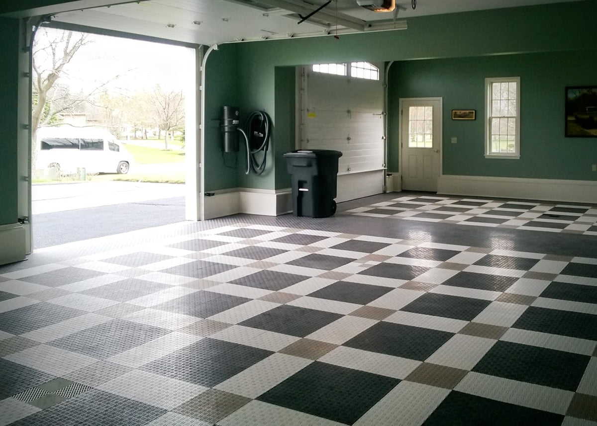 Big Floors GarageTrac Diamond, Interlocking Non-Slip Garage Flooring Tile, Durable, Modular, Heavy-Duty Copolymer, Easy Install (Alloy, 12 Pack of 12 x 12" Tiles)