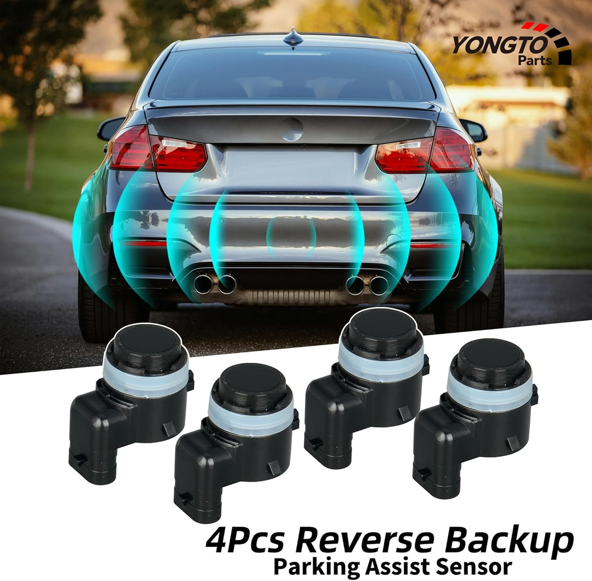 6MK25TZZAA 4Pcs Reverse Backup Parking Assist Sensor Compatible with Ram 1500/2500/3500 2019-2023, Dodge Durango 2023, Jeep Gladiator 2020-2023, Wrangler 2018-2023 Replace OE 6MK25VCAAA