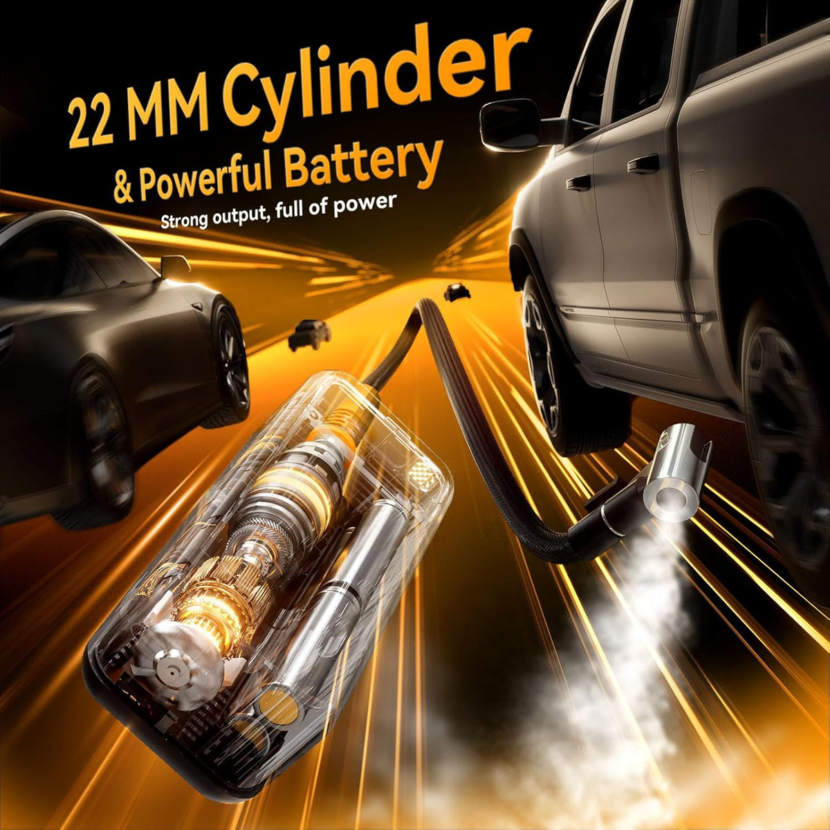 Tire Inflator Portable Air Compressor, 5X Faster 160 PSI Portable Tire Inflator for Car with Carrying Case, Built-in Magnetic Storage, Auto Shut-Off Cordless Air Pump for Car Tires, SUV, Truck