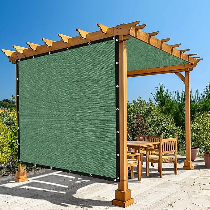 Amagenix 90% Pergola Shade Cover 9' X 14' Sun Shade Cloth with Grommets for Outdoor Garden Patio Porch, Commercial Grade 200 GSM - Cable Zip Ties Included (We Customized) GN108, Green