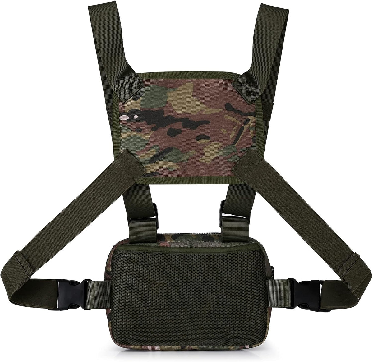 Outdoor Chest Bag For Men, EDC Chest Pack With Built-In Phone Holder, Lightweight Chest Rig Pouch