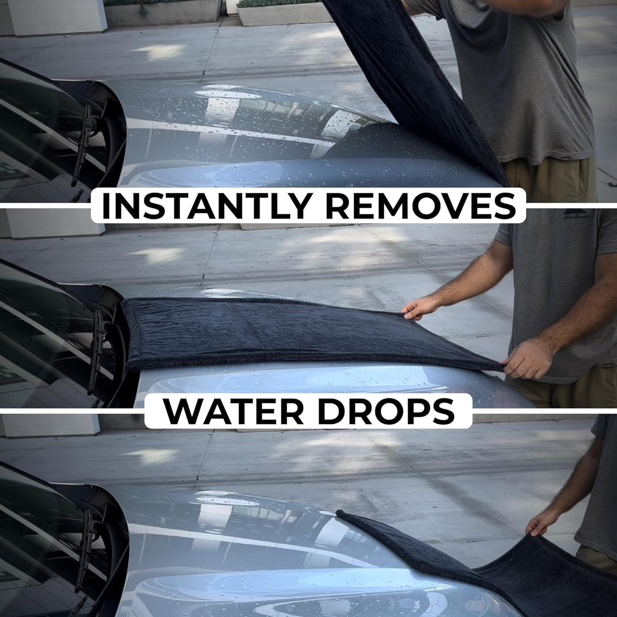Large Car Drying Towel, 1300 GSM Professional Car Towel with Double Twisted Loop,Super Absorbent Large Microfiber Drying Towels for Cars, Trucks, SUVs - 20"x26", Gray