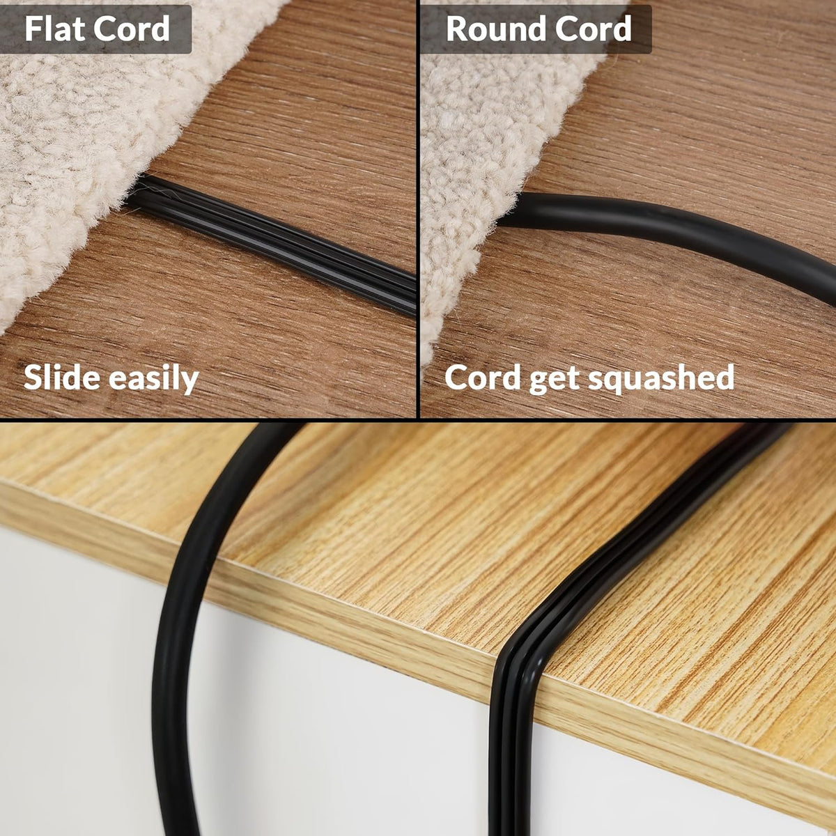 Elecan Flat Plug Extension Cord 50 Ft with Slim Space-Saving Plug Design, Thin Flat Cable Low Profile Power Cord 3 Prong Grounded Wire, 16 Gauge 13 A/125 V-Black-ETL Certified