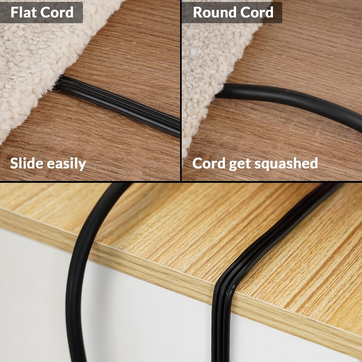 Elecan Flat Plug Extension Cord 2 Ft 2 Pack with Slim Space-Saving Plug Design, Thin Flat Cable Low Profile Power Cord 3 Prong Grounded Wire, 16 Gauge 13 A/125 V-Black-ETL Certified