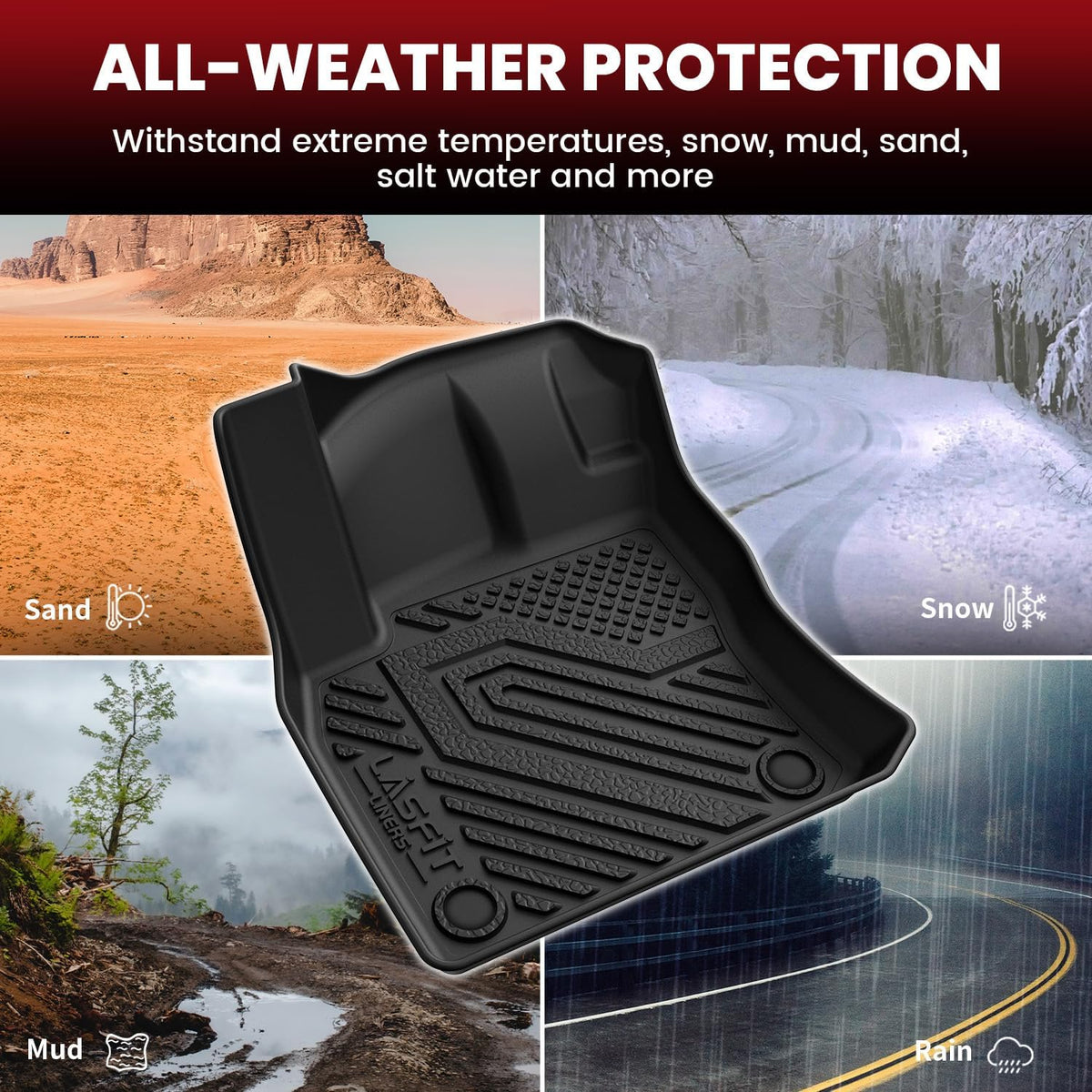 LASFIT Floor & Cargo Mats for Volkswagen Tiguan 2018 2019 2020 2021 2023 2024 (Fit 5 Seats), All Weather TPE Custom Fit Floor Liners for 1st & 2nd Rows & Trunk Mats for VW Tiguan Accessories, Black