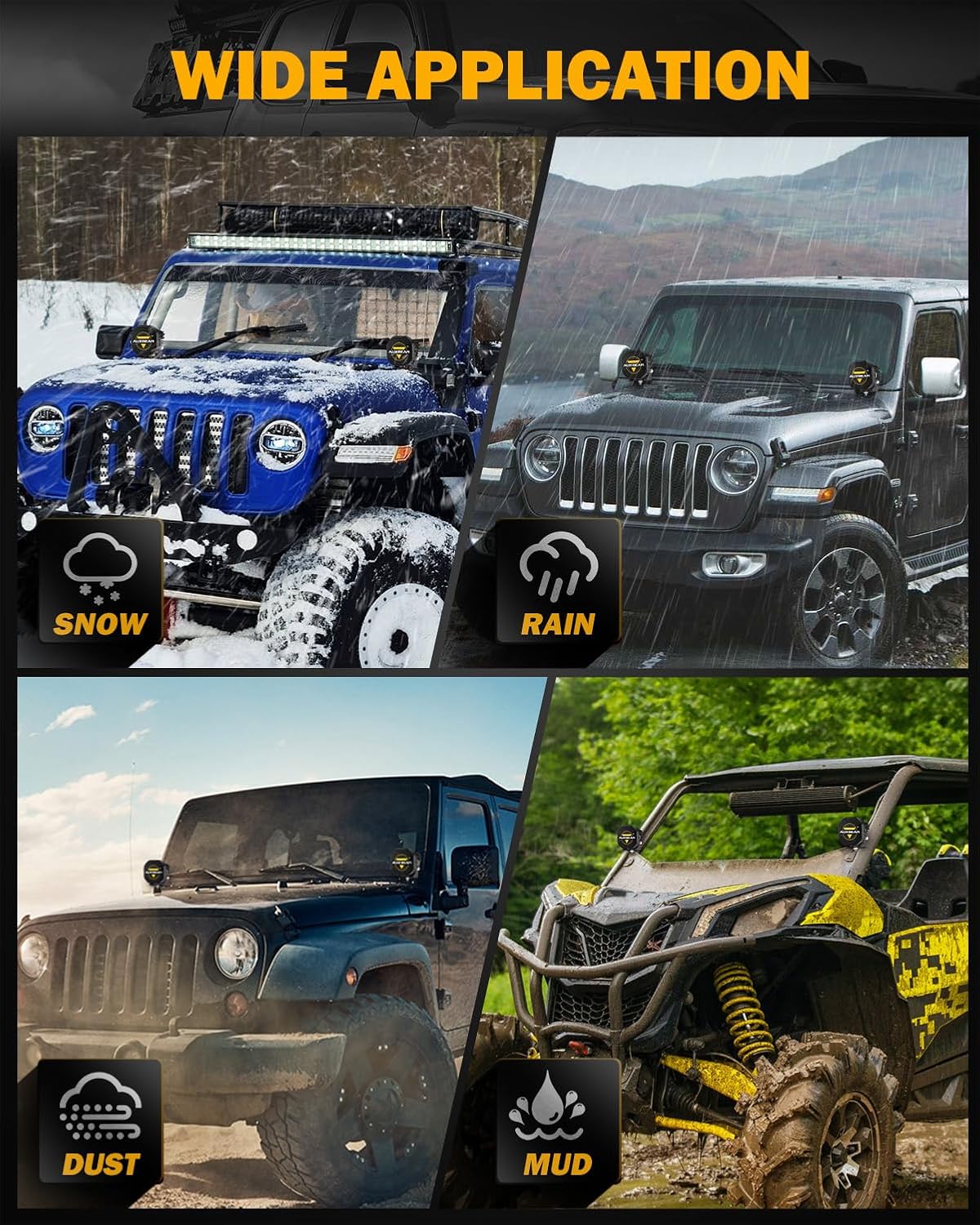 Auxbeam 3" LED Pod Light Covers, XP-Ultra Series PC Lens Offroad Protective Covers for Specific Light Model (No Compatible Color Play Series)