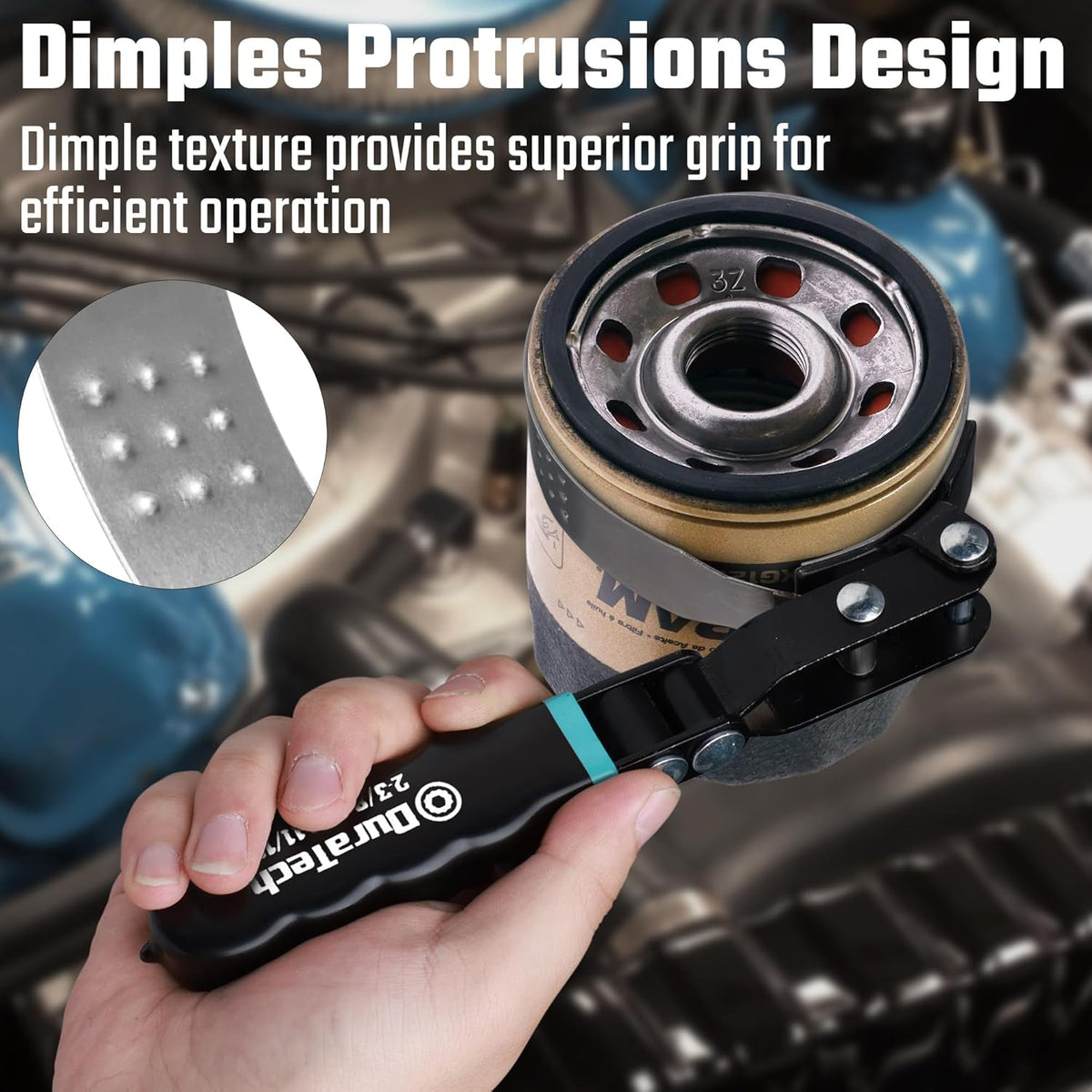 DURATECH Extra Small Swivel Oil Filter Wrench, Oil Filter Removal Tool, Fits Filters 2-3/8" to 2-11/16", Perfect for Car Repair Tools