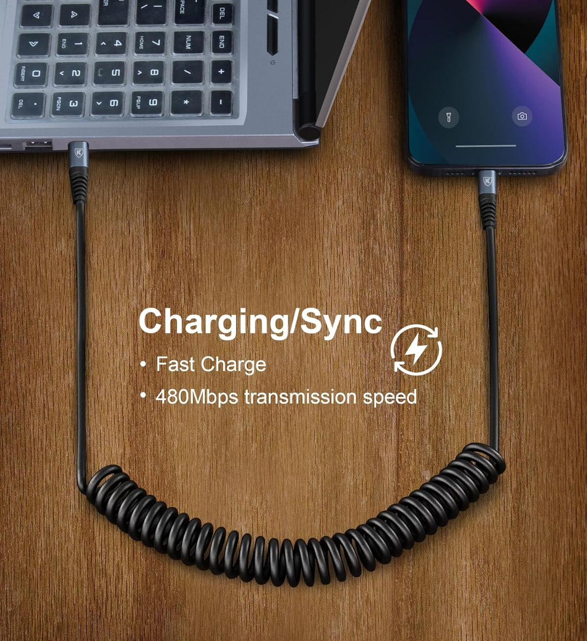 USB C to Lightning Cable 3FT 2Pack, Coiled iPhone Charger Fast Charging for Car [Apple MFi Certified] Short USBC iPhone Cord Compatible with iPhone14/13/12/11 Pro Max/XS MAX/8/Plus/iPad/CarPlay