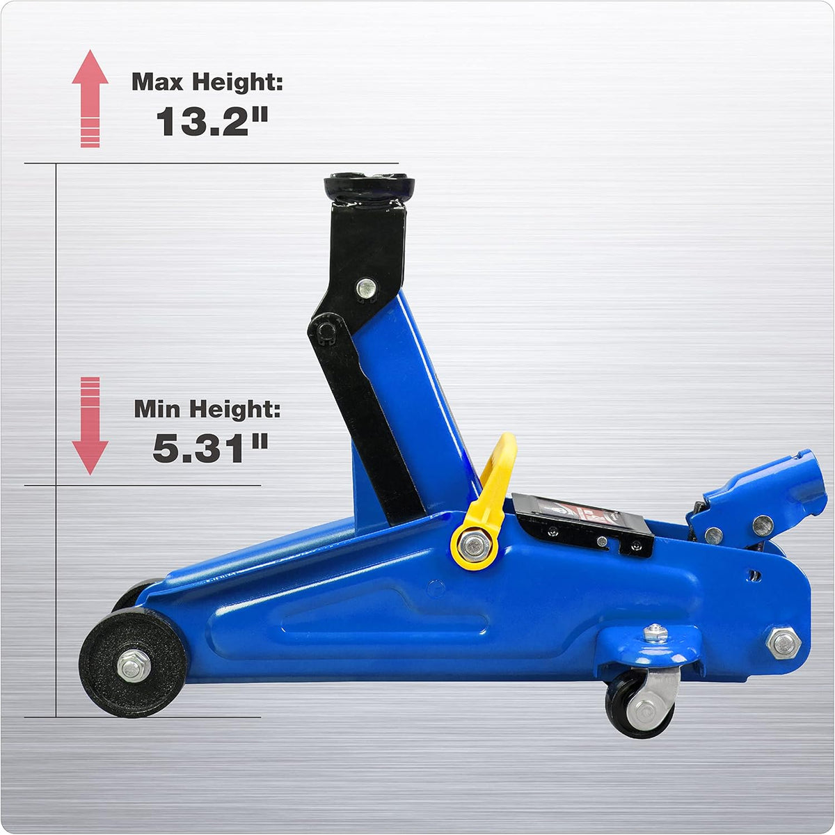 Floor Jack 1.5 Ton (3,300 LBs) Hydraulic Car Jack with Storage Case, Lifting Range from 5.31 Inch to 13.2 Inch, Fits Sedans Automotive