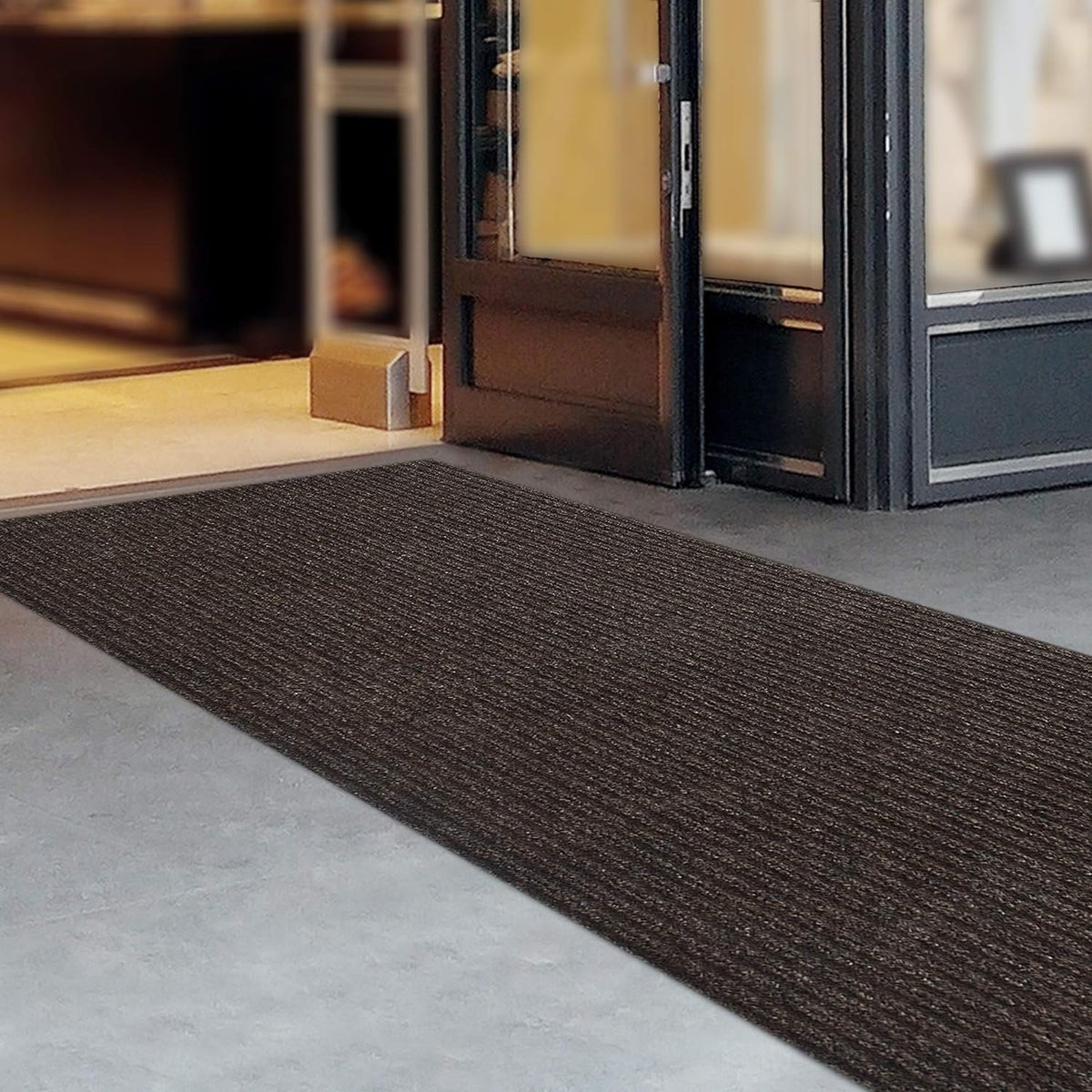 iCustomRug Spartan Weather Warrior Indoor/Outdoor Utility Ribbed Carpet Runner with Non-Slip Thermoplastic Rubber Backing, 3ft X 20ft in Brown