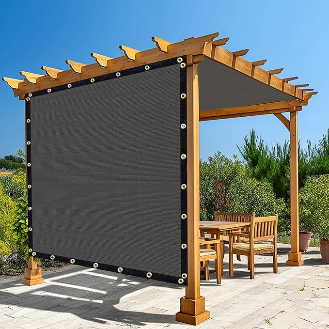 Amagenix 90% Pergola Shade Cover 9'X 17' Dark Gray Sun Shade Cloth with Grommets for Outdoor Garden Patio Porch-Commercial Grade 200 GSM-Cable Zip Ties Included (We Customized)