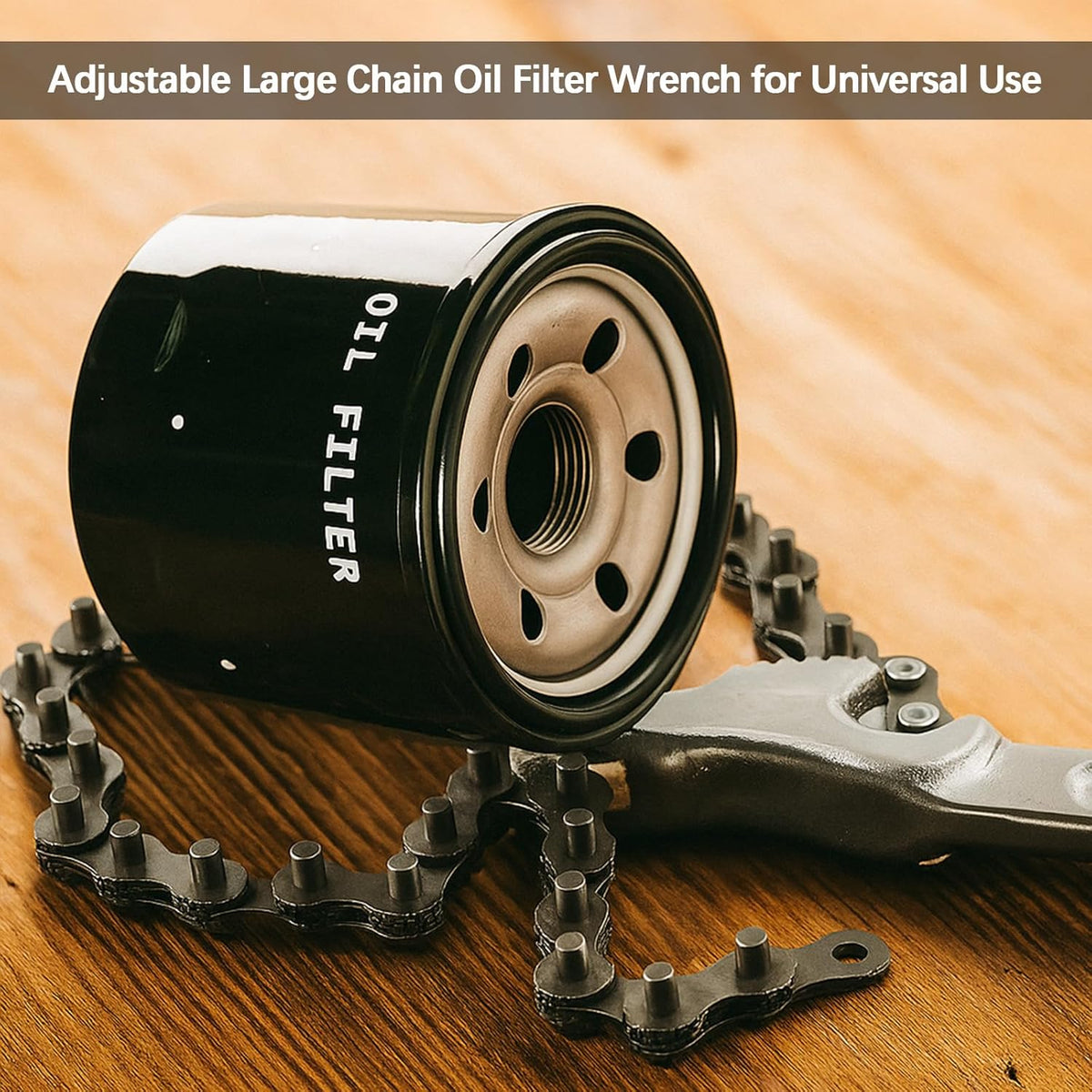 Lasnten 3 Pcs Large Reversible Chain Oil Filter Wrench with 12 16 9 Inch Chain Wrench Adjustable Heavy Duty Carbon Steel Sturdy Pipe Fitting Tool Spanner for Ratcheting Universal(Silver)