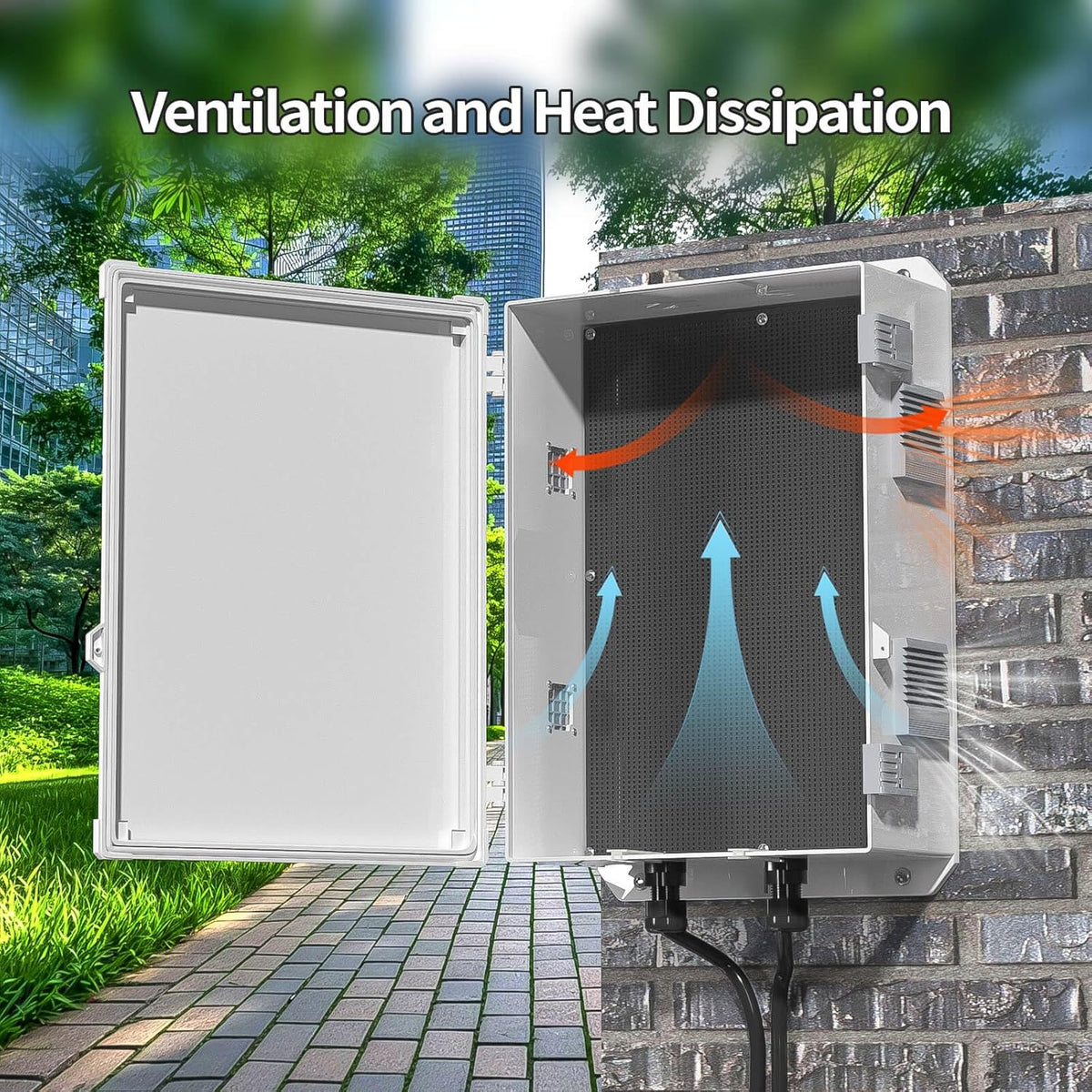 Outdoor Electrical Junction Box, ABS Water Resistant Enclosure with Internal Mounting Panel & Hinged Cover, 15.7" H* 11" L* 5.9" W
