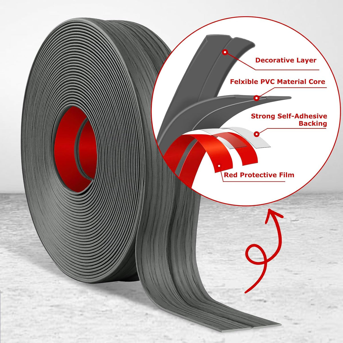 Flexible Wall Corner Protector Moulding Trim Peel and Stick Wall Corner Guards Edge Protector Self Adhesive Molding Trim Strip for Edge Ceiling (Deep Gray Wood Grain, 2.4 in x 10 Ft)