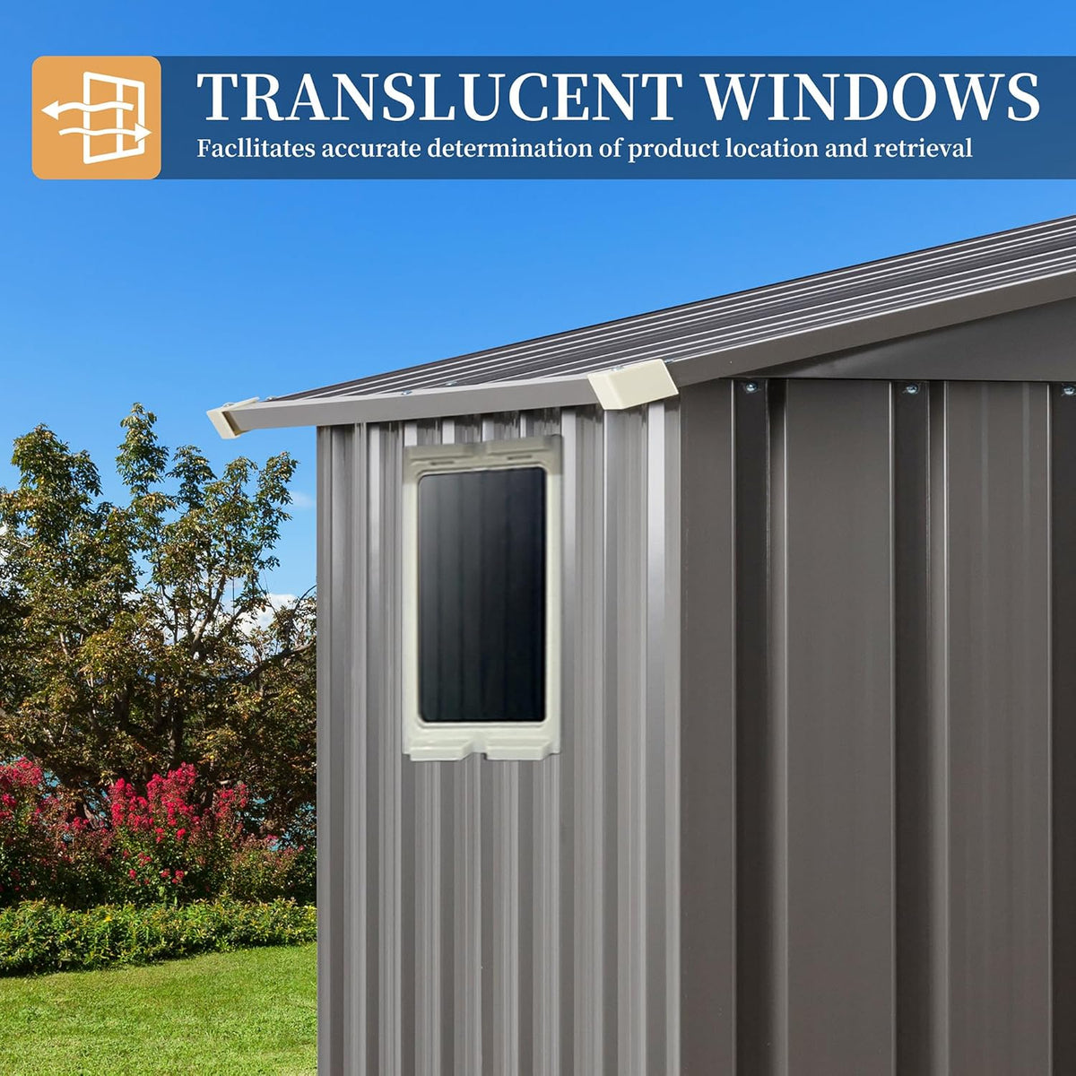 Vongrasig 5 x 3 x 6 FT Outdoor Storage Shed, Metal Tool Shed Clearance Garden Steel Shed with Side Window and Lockable Door Waterproof Tool Shed for Backyard Patio, Lawn (Gray)