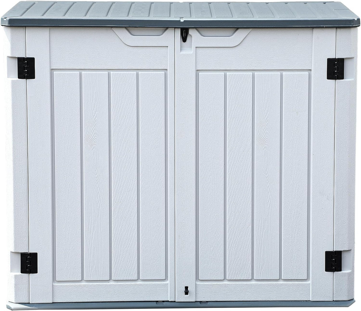 DWVO Outdoor Weather-Resistant Horizontal Storage Shed, 35 Cu Ft Capacity, Lockable and Waterproof, Suitable for Storing Garden Tools, Light Gray