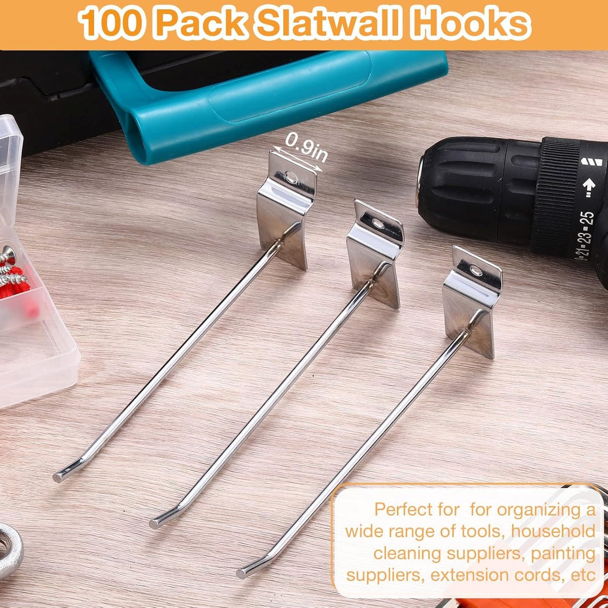 Moxweyeni 100 Pcs Heavy Duty Slatwall Panel Hooks Hanging Metal Slat Wall Hanging Hooks Silver Slat Wall Hanger Commercial Grade Slatwall Pegs Accessories for Shop Retail Display(6 Inch)
