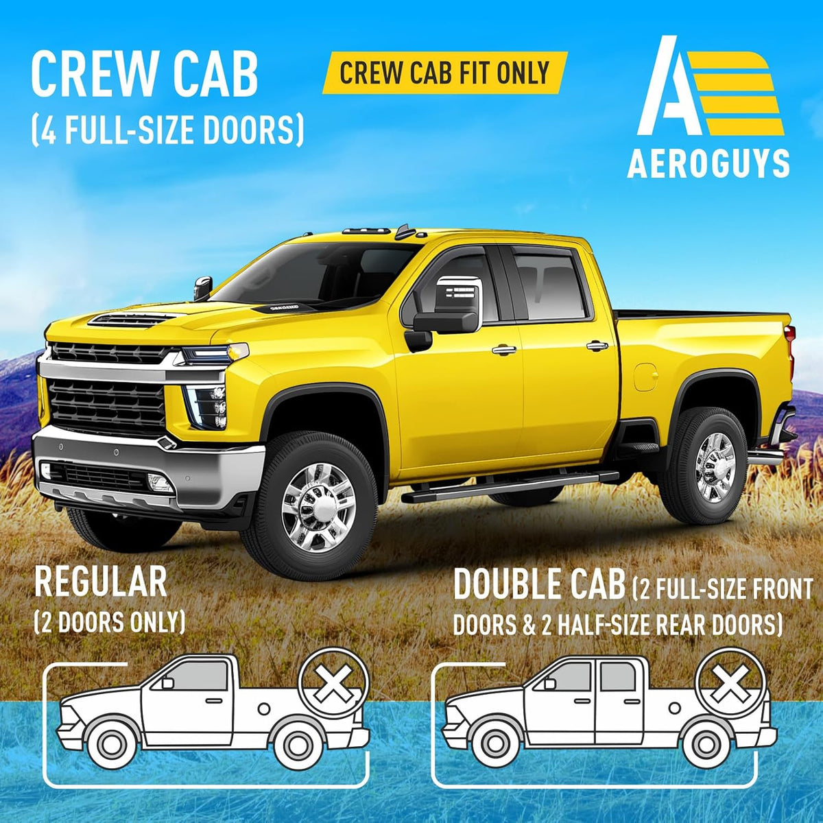 Extra Durable Window Deflectors In-Channel Visors Rain Guards Fit for Chevy Silverado/Sierra 2500HD/3500HD 2020-2025 Crew Cab, Sun Visors, Wind Vent for Shades, Exterior Car Accessories - 4pcs. AG0141