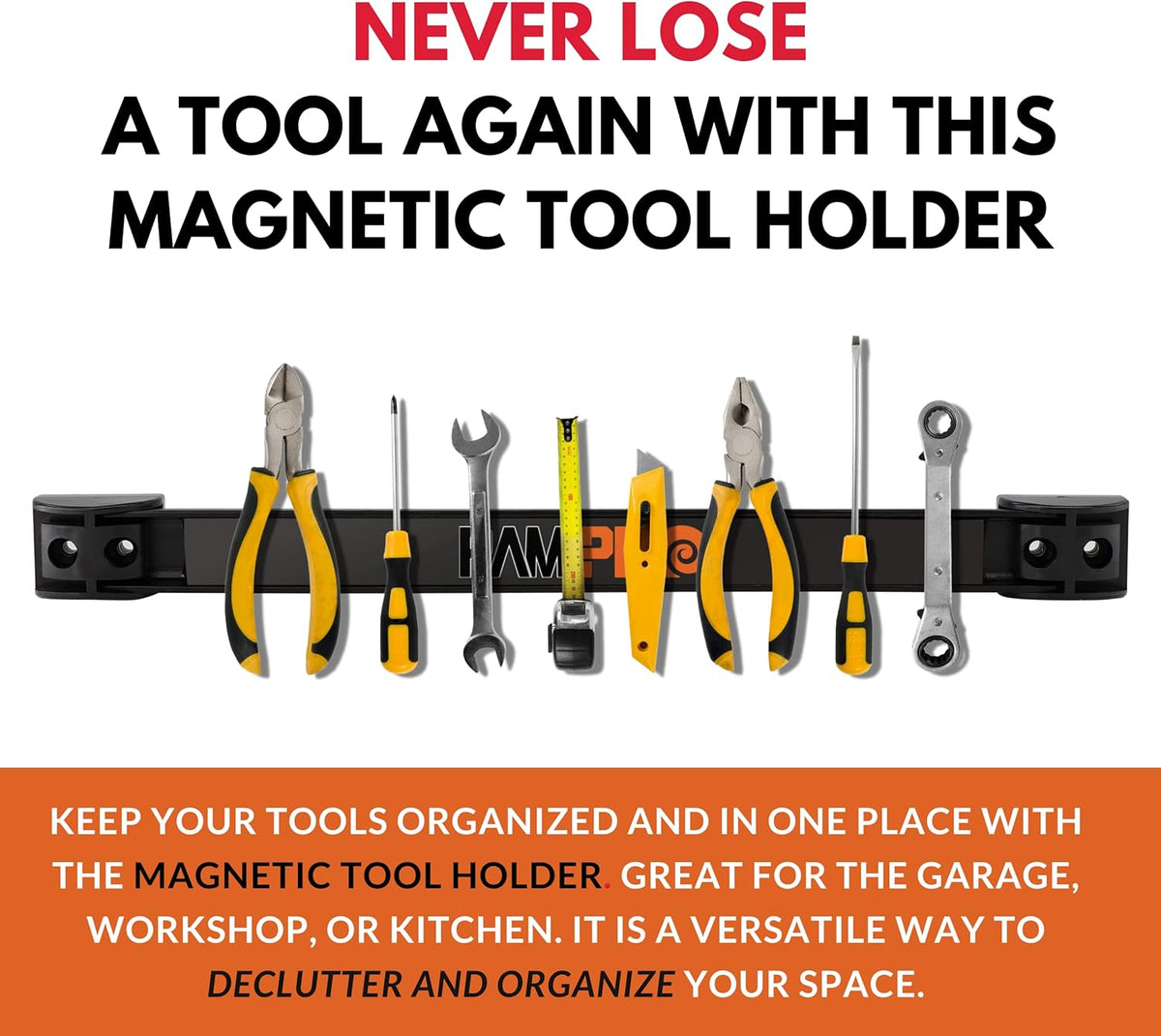 Vanitek 12-Inch Magnetic Metal Tool Holder Organizer Racks, Heavy-Duty Bar for Garage/Workshop (2 Pieces)