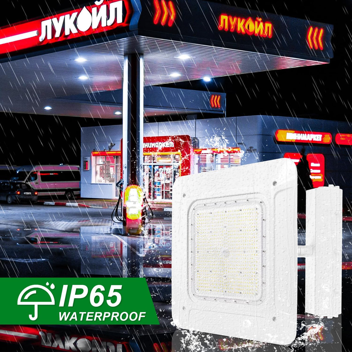 OSTEK LED Gas Station Canopy Light, 240W Carport Ceiling Light 5700K, Outdoor Rated (1000W HID/HPS Equivalent), 90-277V IP65 DLC & UL Listed (240W-1 Pack)