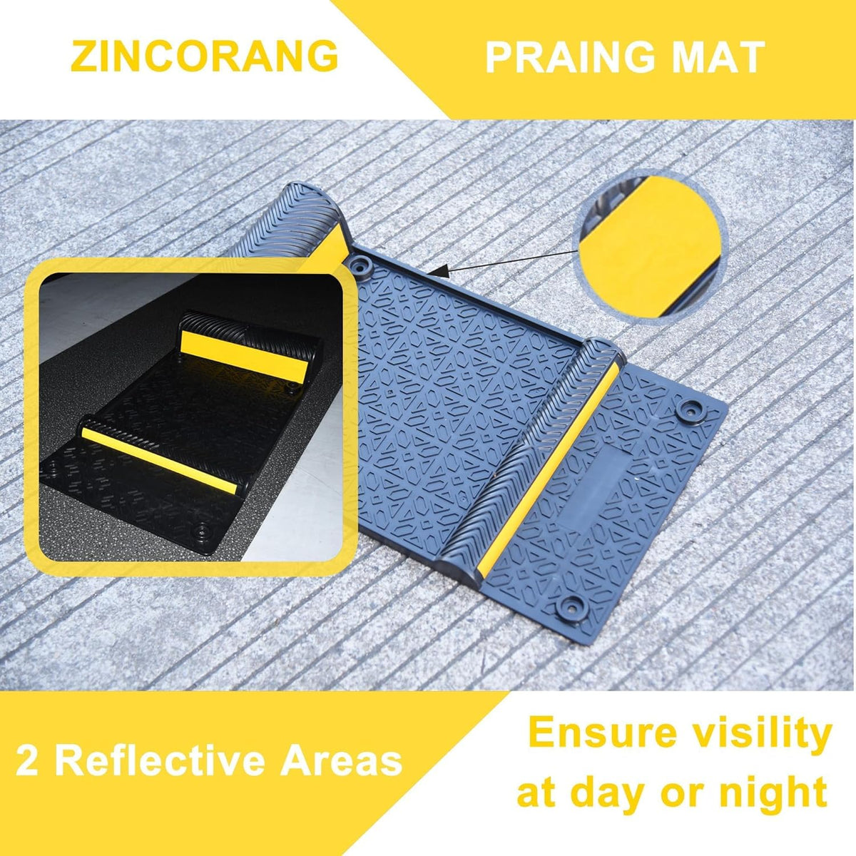 11''x21''/28cmx53cm Parking Guide Mats,Durable Self Adhesive Anti-Skid Wheel Stopper, Parking Assistance Accessories for Garage Vehicles (8 Pack)