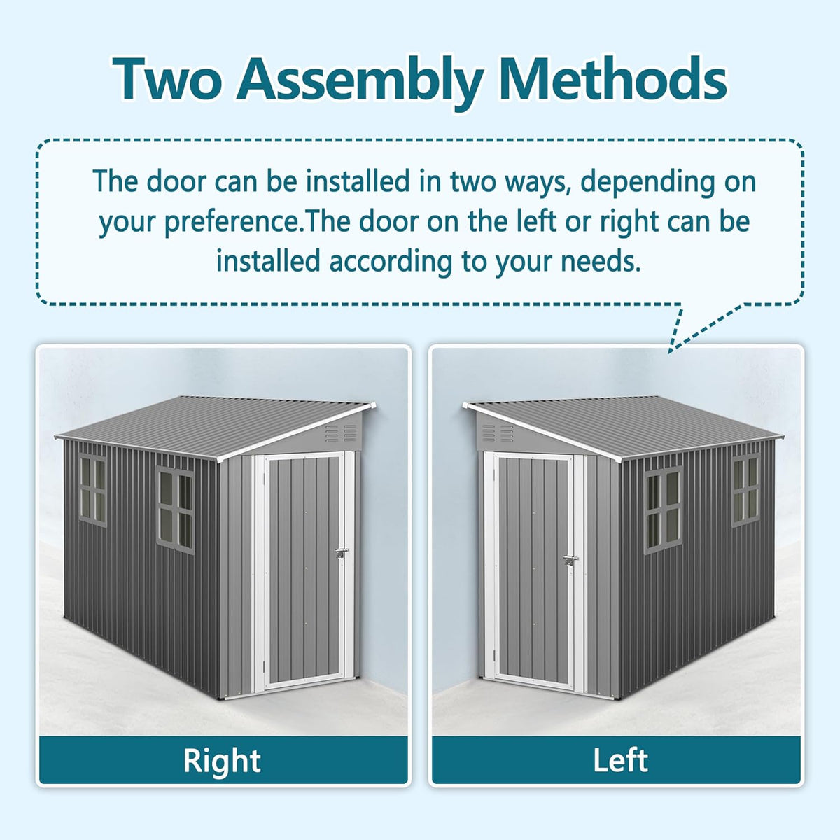 4x10 Ft Outdoor Metal Shed, Heavy-Duty Storage Shed with Floor Kit for Tools and Bikes, Lean to Shed with Left/Right Door and 2 Windows
